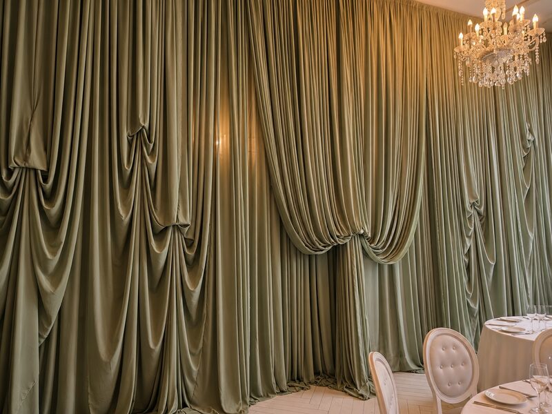 Sage Green Wall Draping — Canadian Wall to Wall Draping